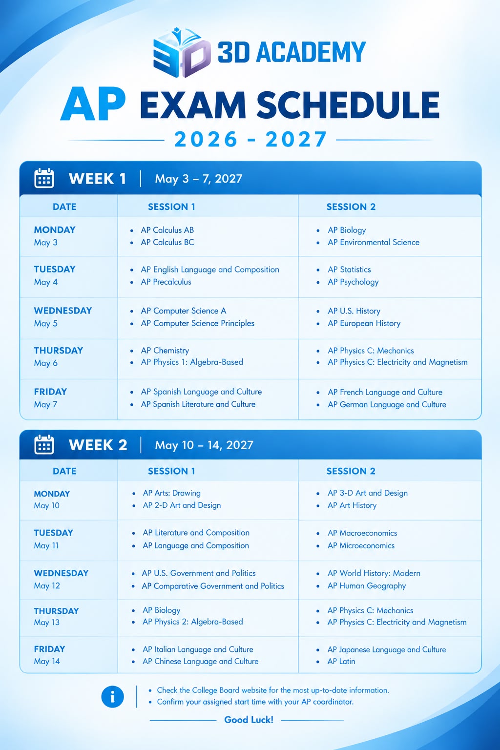 AP Exam Schedule